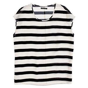 White and black silk tee